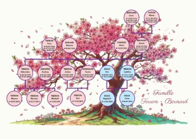 Arbre généalogique pour jeune fille - cerisiers en fleurs